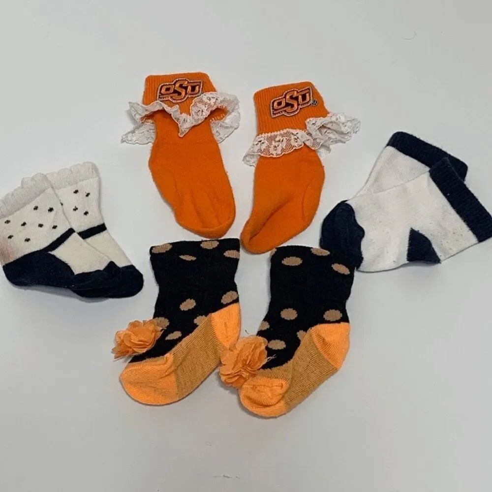 4 pair Little Girl Socks - includes Oklahoma State University